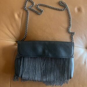 Steve Madden Chic Black Fringe Chain Bag